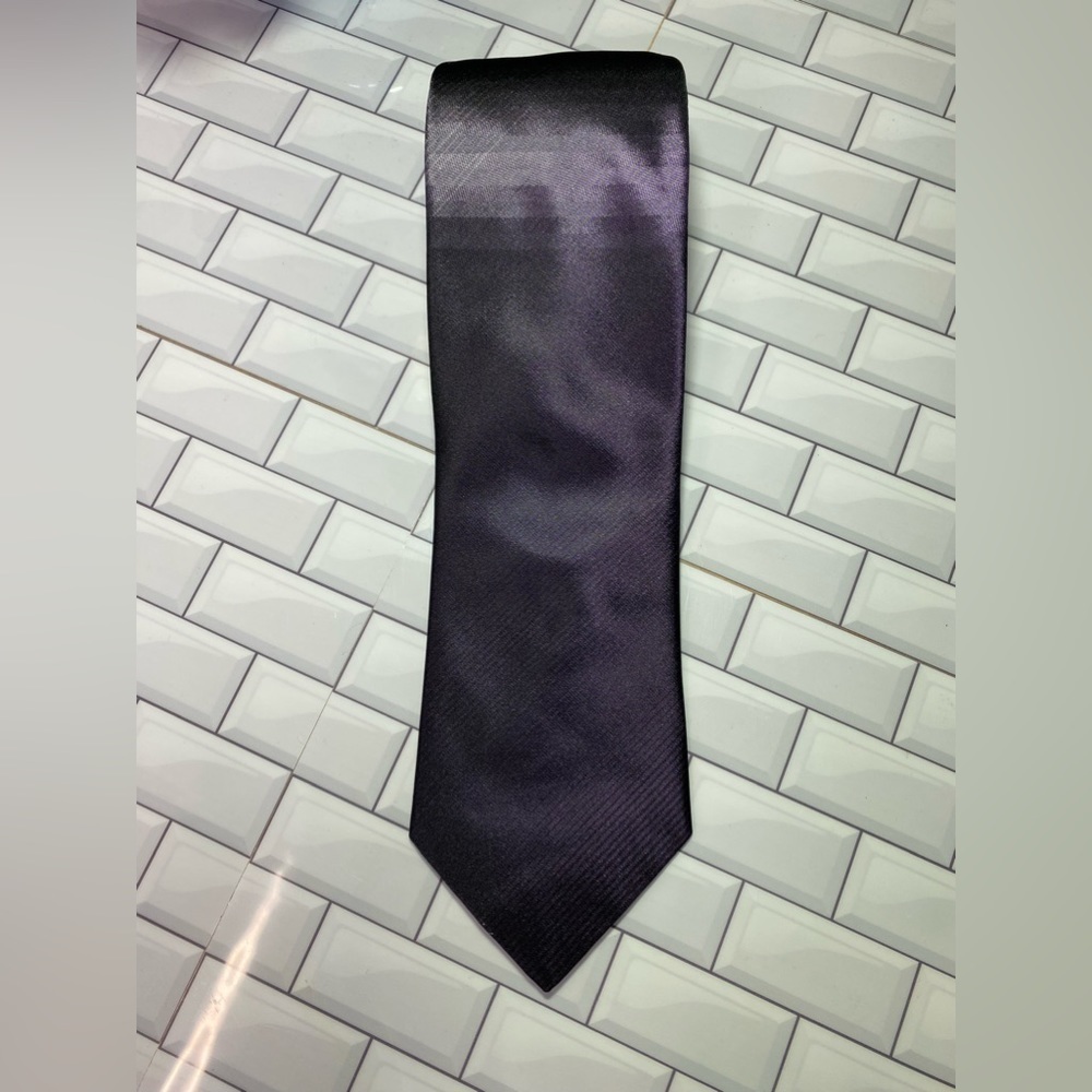 Vintage Stringbeans Mens Geometric Design Neck Tie Imported Silk Purple Gray